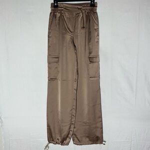 Forever 21 Brown Satin High Rise Wide Leg Cargo Pants S